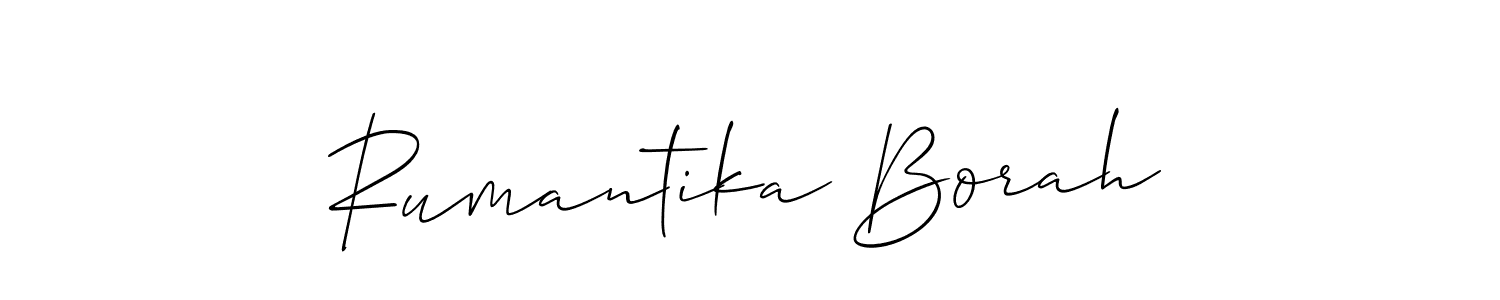 How to Draw Rumantika Borah signature style? Allison_Script is a latest design signature styles for name Rumantika Borah. Rumantika Borah signature style 2 images and pictures png