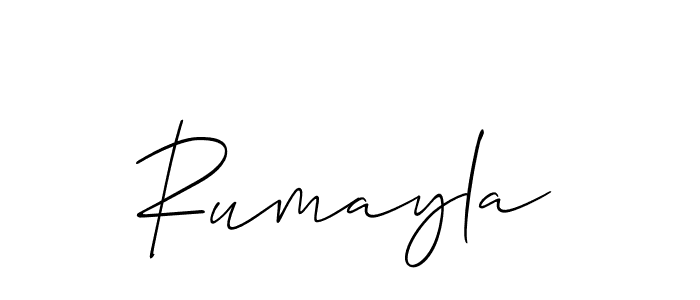 The best way (Allison_Script) to make a short signature is to pick only two or three words in your name. The name Rumayla include a total of six letters. For converting this name. Rumayla signature style 2 images and pictures png
