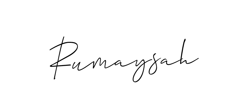 Also we have Rumaysah name is the best signature style. Create professional handwritten signature collection using Allison_Script autograph style. Rumaysah signature style 2 images and pictures png