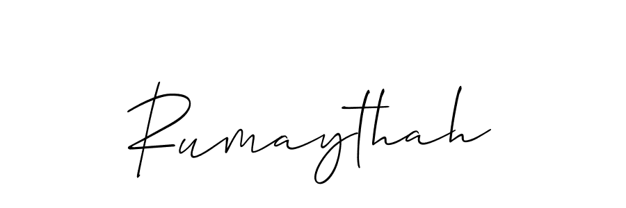 It looks lik you need a new signature style for name Rumaythah. Design unique handwritten (Allison_Script) signature with our free signature maker in just a few clicks. Rumaythah signature style 2 images and pictures png