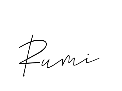 Use a signature maker to create a handwritten signature online. With this signature software, you can design (Allison_Script) your own signature for name Rumi. Rumi signature style 2 images and pictures png