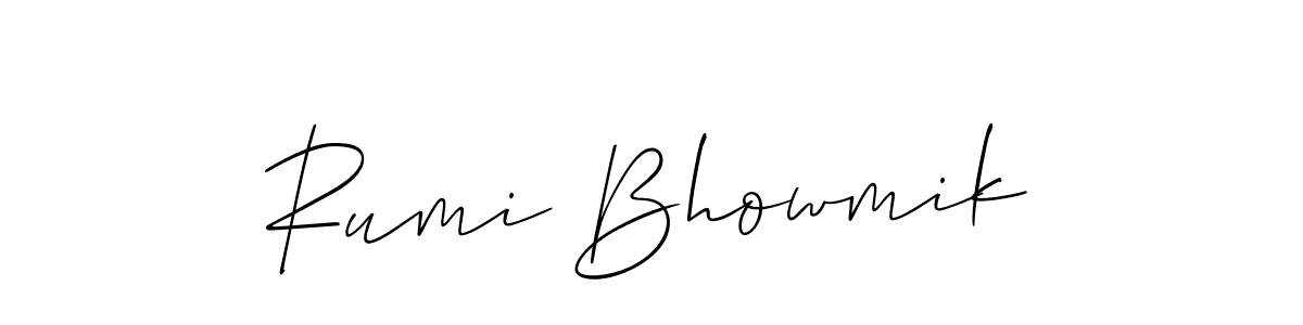 It looks lik you need a new signature style for name Rumi Bhowmik. Design unique handwritten (Allison_Script) signature with our free signature maker in just a few clicks. Rumi Bhowmik signature style 2 images and pictures png