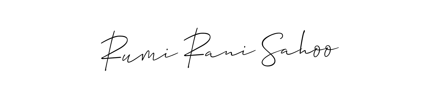 How to Draw Rumi Rani Sahoo signature style? Allison_Script is a latest design signature styles for name Rumi Rani Sahoo. Rumi Rani Sahoo signature style 2 images and pictures png