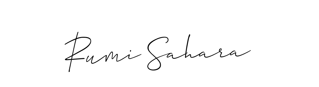 Also You can easily find your signature by using the search form. We will create Rumi Sahara name handwritten signature images for you free of cost using Allison_Script sign style. Rumi Sahara signature style 2 images and pictures png