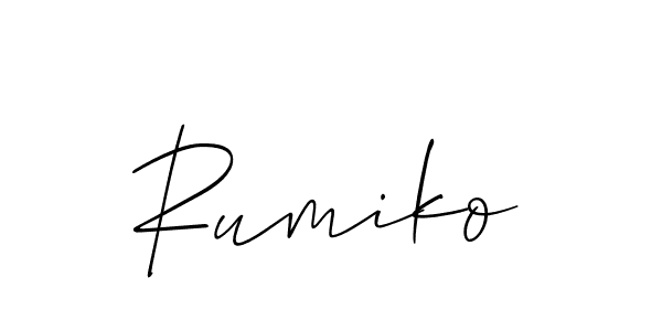 Create a beautiful signature design for name Rumiko. With this signature (Allison_Script) fonts, you can make a handwritten signature for free. Rumiko signature style 2 images and pictures png