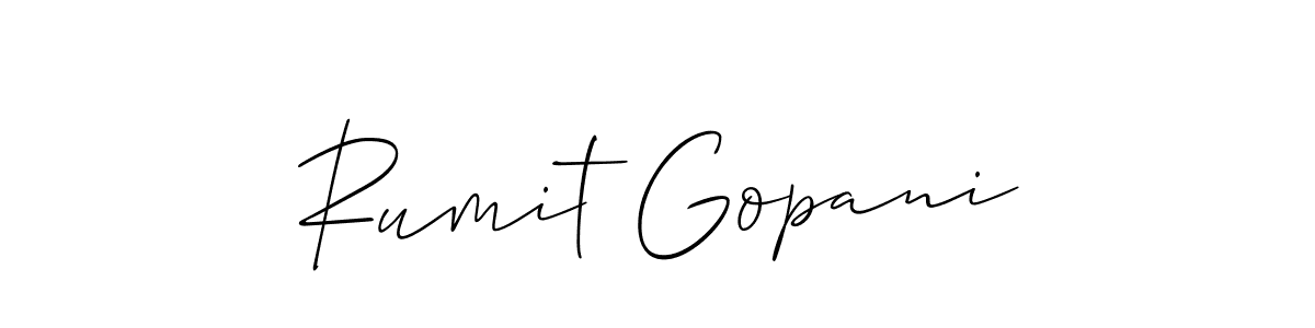 Also we have Rumit Gopani name is the best signature style. Create professional handwritten signature collection using Allison_Script autograph style. Rumit Gopani signature style 2 images and pictures png