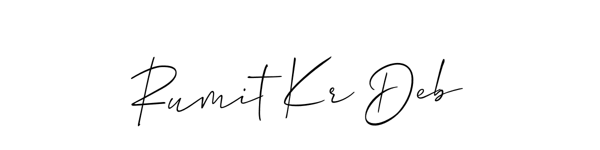 How to make Rumit Kr Deb name signature. Use Allison_Script style for creating short signs online. This is the latest handwritten sign. Rumit Kr Deb signature style 2 images and pictures png