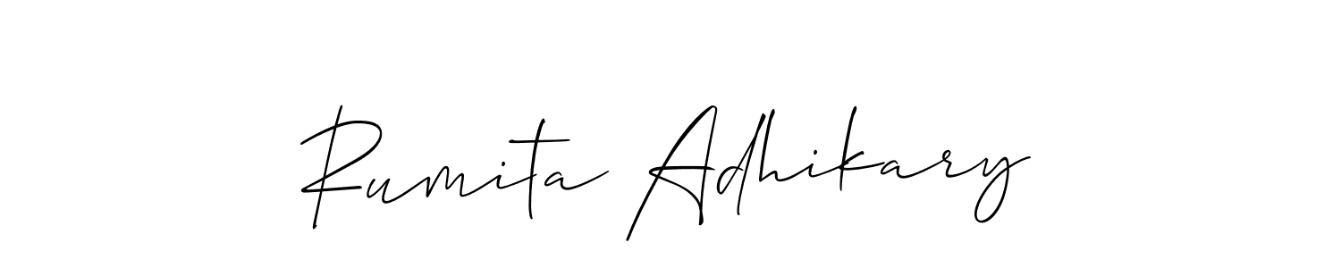 Rumita Adhikary stylish signature style. Best Handwritten Sign (Allison_Script) for my name. Handwritten Signature Collection Ideas for my name Rumita Adhikary. Rumita Adhikary signature style 2 images and pictures png