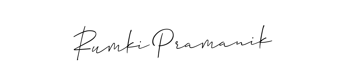 Similarly Allison_Script is the best handwritten signature design. Signature creator online .You can use it as an online autograph creator for name Rumki Pramanik. Rumki Pramanik signature style 2 images and pictures png