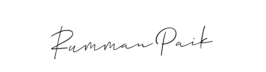 Also You can easily find your signature by using the search form. We will create Rumman Paik name handwritten signature images for you free of cost using Allison_Script sign style. Rumman Paik signature style 2 images and pictures png