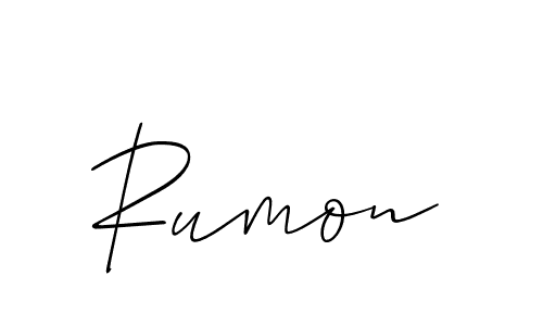 The best way (Allison_Script) to make a short signature is to pick only two or three words in your name. The name Rumon include a total of six letters. For converting this name. Rumon signature style 2 images and pictures png
