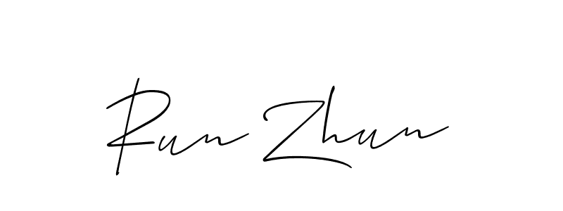Run Zhun stylish signature style. Best Handwritten Sign (Allison_Script) for my name. Handwritten Signature Collection Ideas for my name Run Zhun. Run Zhun signature style 2 images and pictures png