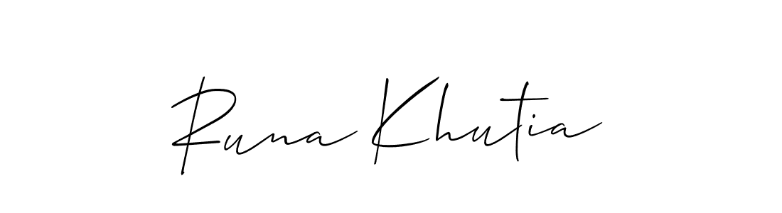 Also You can easily find your signature by using the search form. We will create Runa Khutia name handwritten signature images for you free of cost using Allison_Script sign style. Runa Khutia signature style 2 images and pictures png