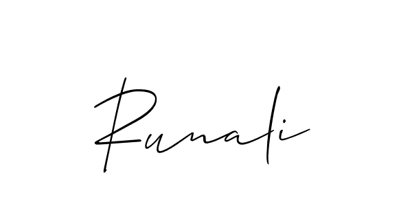 Runali stylish signature style. Best Handwritten Sign (Allison_Script) for my name. Handwritten Signature Collection Ideas for my name Runali. Runali signature style 2 images and pictures png