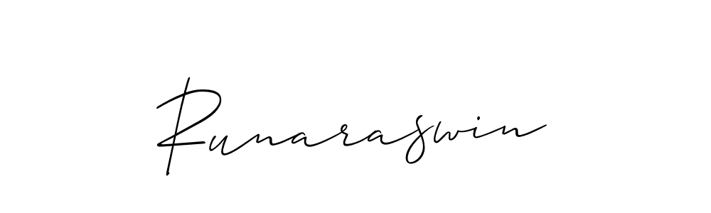 Runaraswin stylish signature style. Best Handwritten Sign (Allison_Script) for my name. Handwritten Signature Collection Ideas for my name Runaraswin. Runaraswin signature style 2 images and pictures png