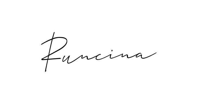 You should practise on your own different ways (Allison_Script) to write your name (Runcina) in signature. don't let someone else do it for you. Runcina signature style 2 images and pictures png