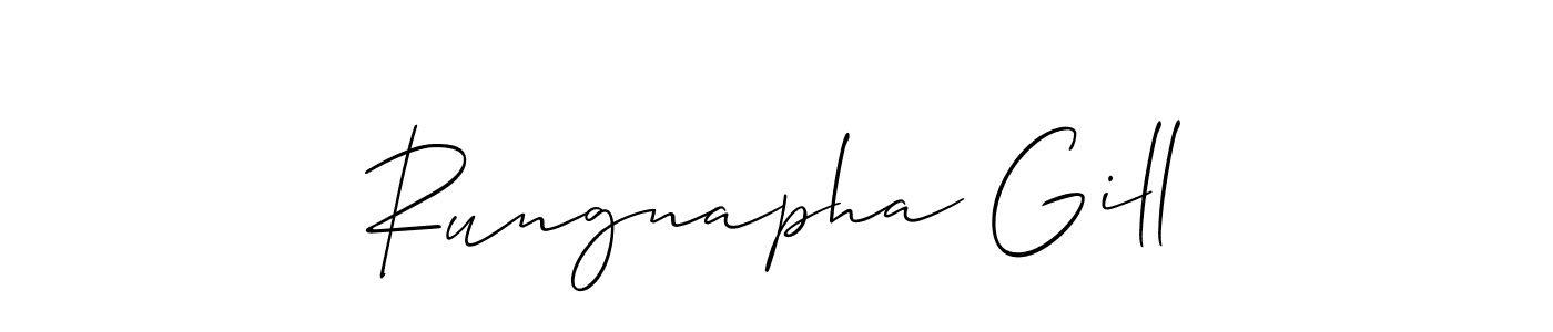 if you are searching for the best signature style for your name Rungnapha Gill. so please give up your signature search. here we have designed multiple signature styles  using Allison_Script. Rungnapha Gill signature style 2 images and pictures png