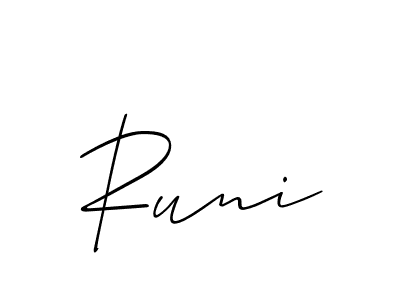 How to Draw Runi signature style? Allison_Script is a latest design signature styles for name Runi. Runi signature style 2 images and pictures png