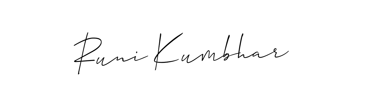 You can use this online signature creator to create a handwritten signature for the name Runi Kumbhar. This is the best online autograph maker. Runi Kumbhar signature style 2 images and pictures png