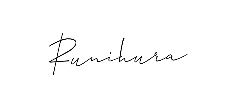 Similarly Allison_Script is the best handwritten signature design. Signature creator online .You can use it as an online autograph creator for name Runihura. Runihura signature style 2 images and pictures png