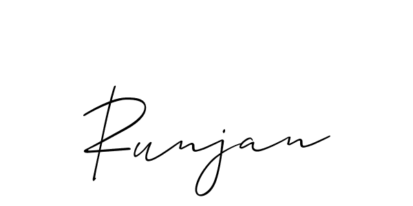 The best way (Allison_Script) to make a short signature is to pick only two or three words in your name. The name Runjan include a total of six letters. For converting this name. Runjan signature style 2 images and pictures png