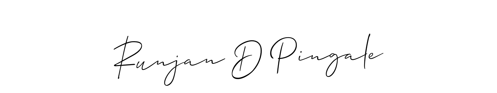 Also You can easily find your signature by using the search form. We will create Runjan D Pingale name handwritten signature images for you free of cost using Allison_Script sign style. Runjan D Pingale signature style 2 images and pictures png