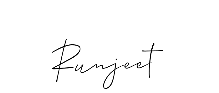 Make a beautiful signature design for name Runjeet. With this signature (Allison_Script) style, you can create a handwritten signature for free. Runjeet signature style 2 images and pictures png
