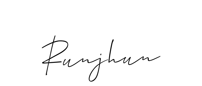 Also we have Runjhun name is the best signature style. Create professional handwritten signature collection using Allison_Script autograph style. Runjhun signature style 2 images and pictures png