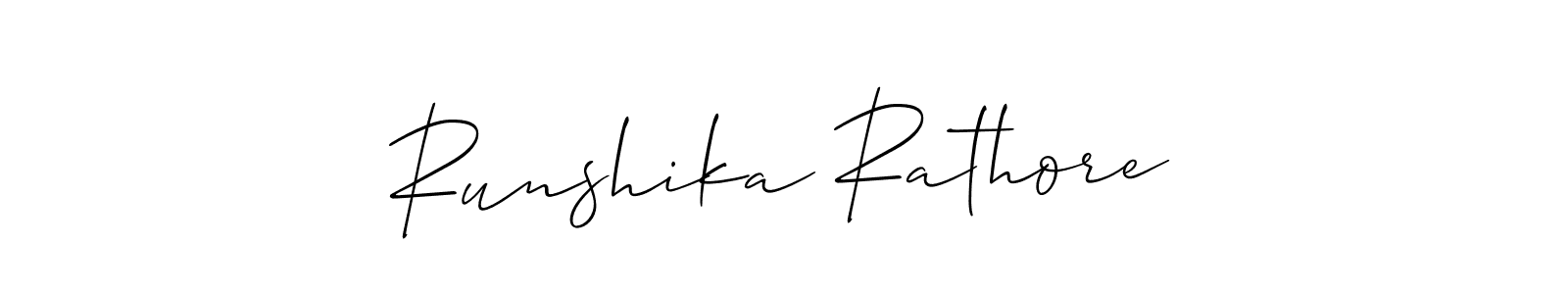 Make a beautiful signature design for name Runshika Rathore. With this signature (Allison_Script) style, you can create a handwritten signature for free. Runshika Rathore signature style 2 images and pictures png