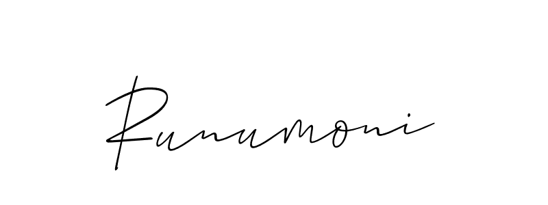 Also we have Runumoni name is the best signature style. Create professional handwritten signature collection using Allison_Script autograph style. Runumoni signature style 2 images and pictures png