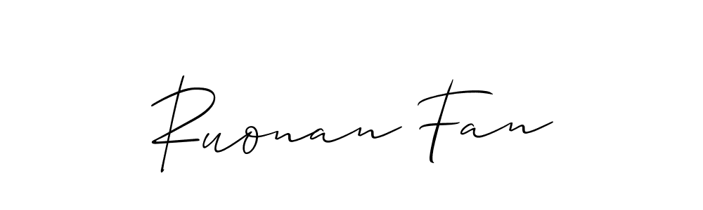 Make a short Ruonan Fan signature style. Manage your documents anywhere anytime using Allison_Script. Create and add eSignatures, submit forms, share and send files easily. Ruonan Fan signature style 2 images and pictures png