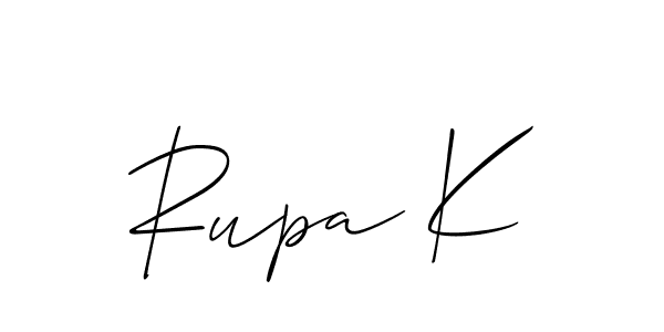 Design your own signature with our free online signature maker. With this signature software, you can create a handwritten (Allison_Script) signature for name Rupa K. Rupa K signature style 2 images and pictures png