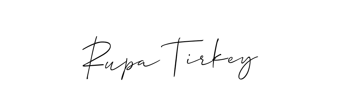 The best way (Allison_Script) to make a short signature is to pick only two or three words in your name. The name Rupa Tirkey include a total of six letters. For converting this name. Rupa Tirkey signature style 2 images and pictures png
