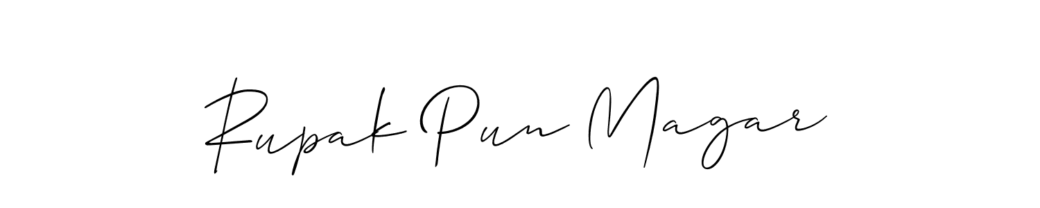 Similarly Allison_Script is the best handwritten signature design. Signature creator online .You can use it as an online autograph creator for name Rupak Pun Magar. Rupak Pun Magar signature style 2 images and pictures png