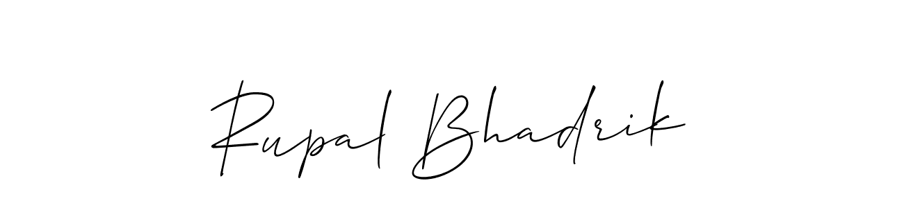 Allison_Script is a professional signature style that is perfect for those who want to add a touch of class to their signature. It is also a great choice for those who want to make their signature more unique. Get Rupal Bhadrik name to fancy signature for free. Rupal Bhadrik signature style 2 images and pictures png