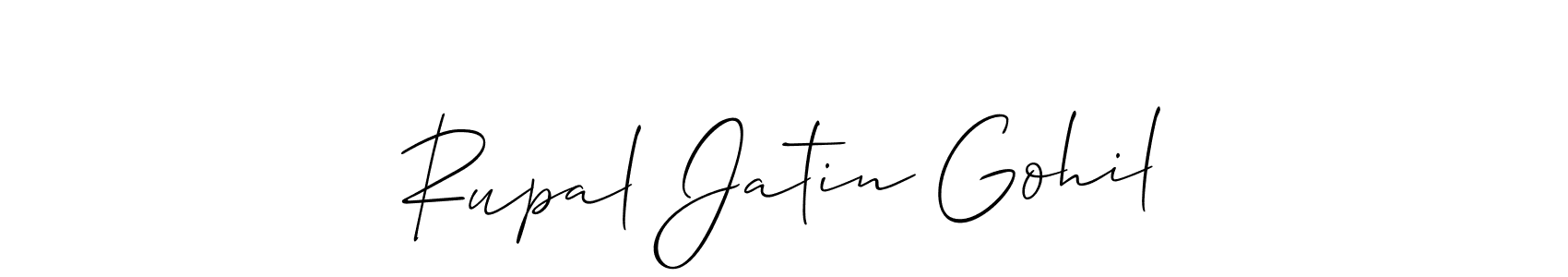 Also You can easily find your signature by using the search form. We will create Rupal Jatin Gohil name handwritten signature images for you free of cost using Allison_Script sign style. Rupal Jatin Gohil signature style 2 images and pictures png