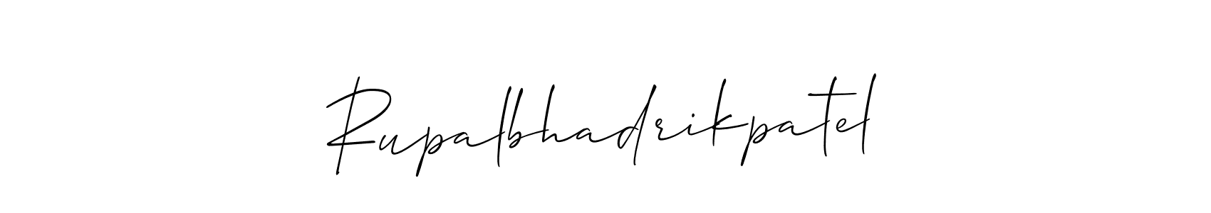 This is the best signature style for the Rupalbhadrikpatel name. Also you like these signature font (Allison_Script). Mix name signature. Rupalbhadrikpatel signature style 2 images and pictures png