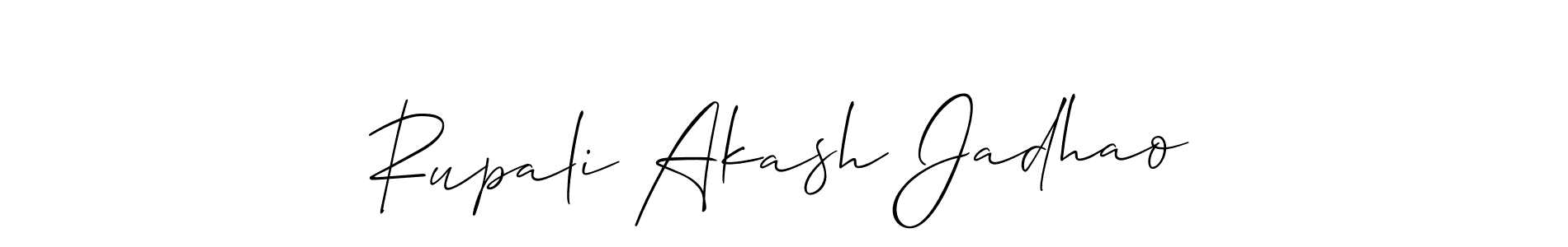 if you are searching for the best signature style for your name Rupali Akash Jadhao. so please give up your signature search. here we have designed multiple signature styles  using Allison_Script. Rupali Akash Jadhao signature style 2 images and pictures png