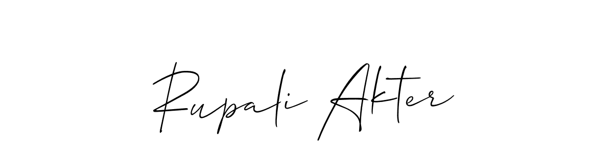 Make a short Rupali Akter signature style. Manage your documents anywhere anytime using Allison_Script. Create and add eSignatures, submit forms, share and send files easily. Rupali Akter signature style 2 images and pictures png