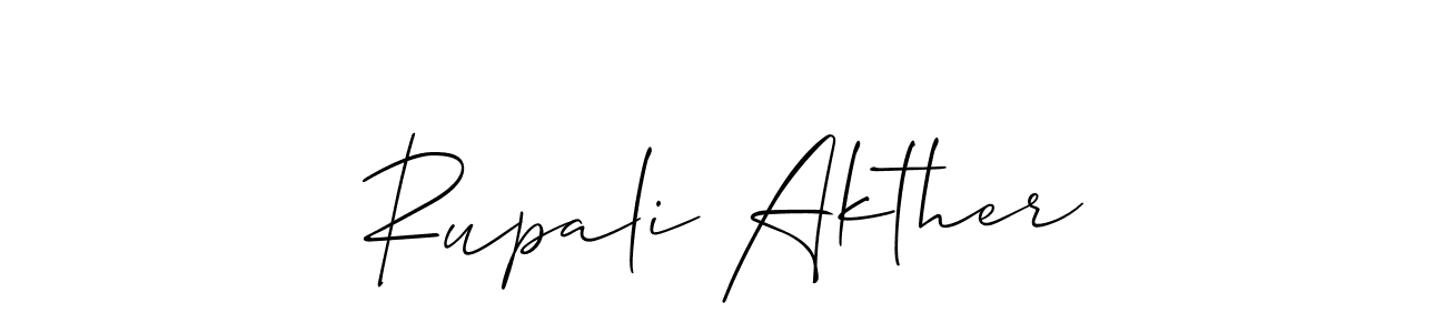 Make a short Rupali Akther signature style. Manage your documents anywhere anytime using Allison_Script. Create and add eSignatures, submit forms, share and send files easily. Rupali Akther signature style 2 images and pictures png