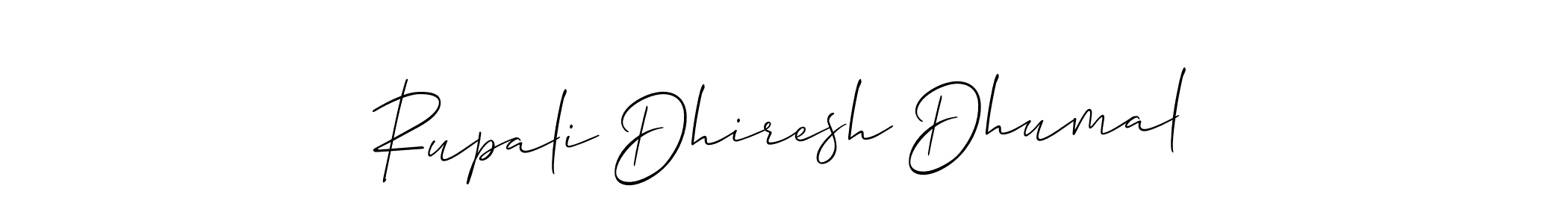 You should practise on your own different ways (Allison_Script) to write your name (Rupali Dhiresh Dhumal) in signature. don't let someone else do it for you. Rupali Dhiresh Dhumal signature style 2 images and pictures png