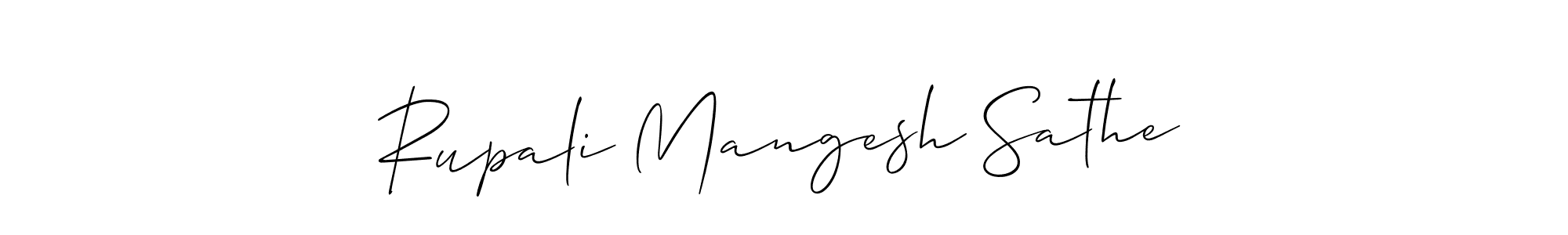 Create a beautiful signature design for name Rupali Mangesh Sathe. With this signature (Allison_Script) fonts, you can make a handwritten signature for free. Rupali Mangesh Sathe signature style 2 images and pictures png