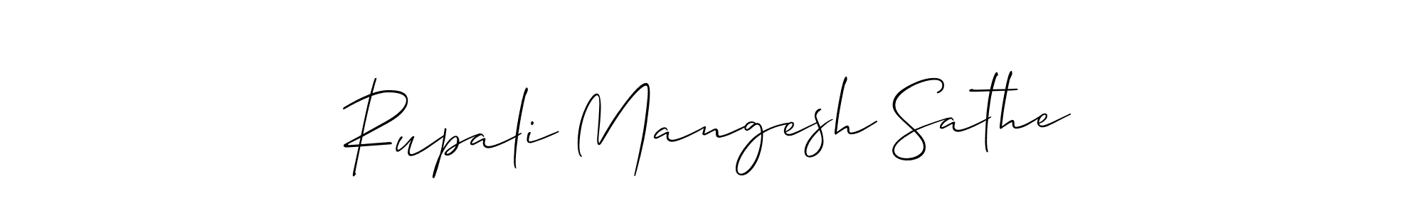 The best way (Allison_Script) to make a short signature is to pick only two or three words in your name. The name Rupali Mangesh Sathe include a total of six letters. For converting this name. Rupali Mangesh Sathe signature style 2 images and pictures png