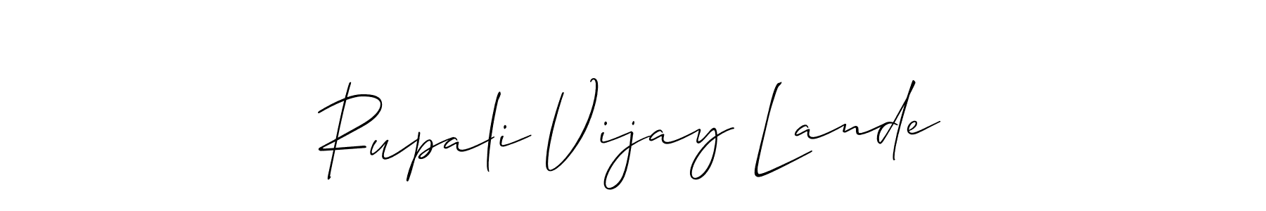 This is the best signature style for the Rupali Vijay Lande name. Also you like these signature font (Allison_Script). Mix name signature. Rupali Vijay Lande signature style 2 images and pictures png