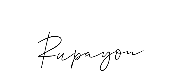 Use a signature maker to create a handwritten signature online. With this signature software, you can design (Allison_Script) your own signature for name Rupayon. Rupayon signature style 2 images and pictures png