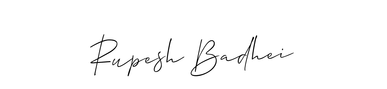 Use a signature maker to create a handwritten signature online. With this signature software, you can design (Allison_Script) your own signature for name Rupesh Badhei. Rupesh Badhei signature style 2 images and pictures png