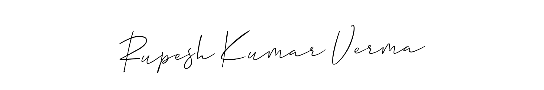 The best way (Allison_Script) to make a short signature is to pick only two or three words in your name. The name Rupesh Kumar Verma include a total of six letters. For converting this name. Rupesh Kumar Verma signature style 2 images and pictures png