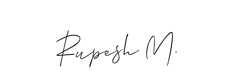 How to make Rupesh M. name signature. Use Allison_Script style for creating short signs online. This is the latest handwritten sign. Rupesh M. signature style 2 images and pictures png