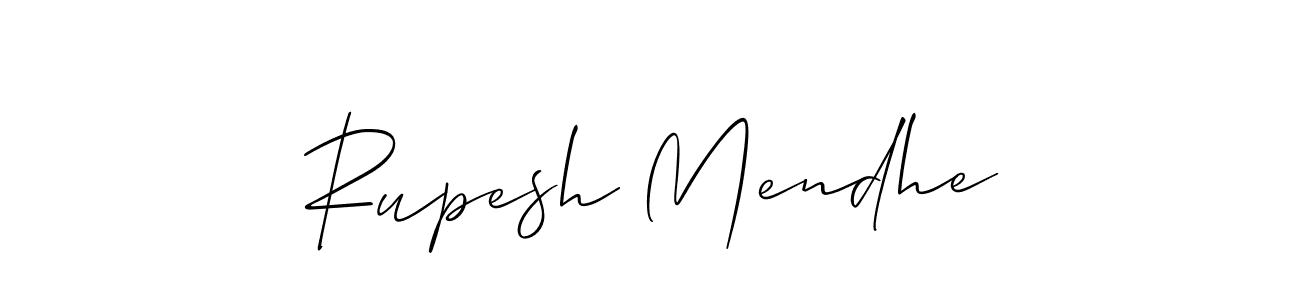 How to make Rupesh Mendhe name signature. Use Allison_Script style for creating short signs online. This is the latest handwritten sign. Rupesh Mendhe signature style 2 images and pictures png