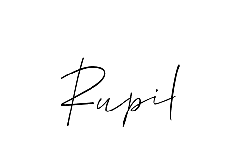 Create a beautiful signature design for name Rupil. With this signature (Allison_Script) fonts, you can make a handwritten signature for free. Rupil signature style 2 images and pictures png